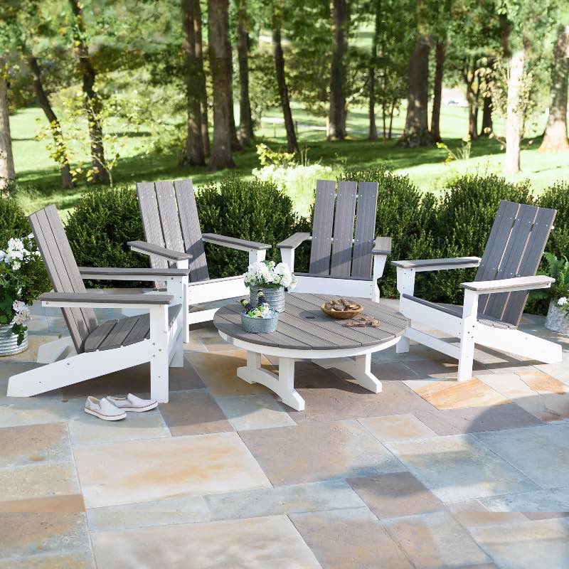 May River Outdoor Seating 5-Piece Conversation Set (coastal gray/white)